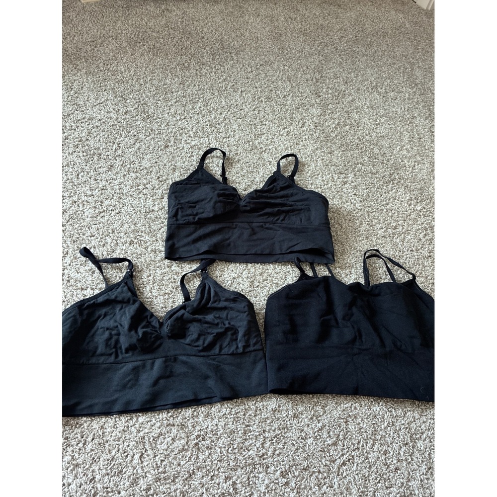 Lot of 3 Old Navy & HM Mama Black Nursing Bras Size Large Maternity Wireless